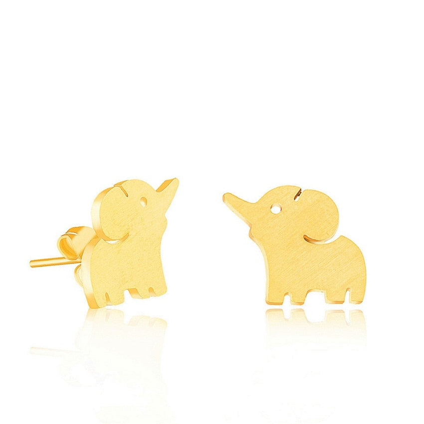 Sweet Lucky Cartoon Baby Elephant Earrings | White Themis