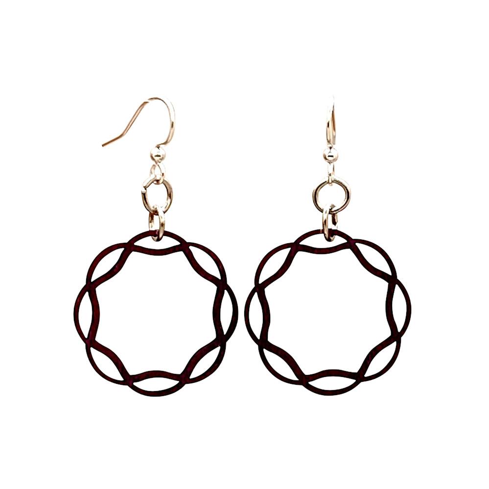 Wavy Circle Earrings # T058 | Red Sunflower