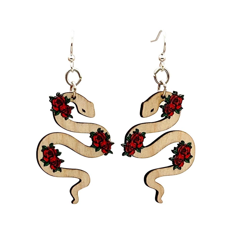 Snake and Rose Earrings #T061 | Red Sunflower