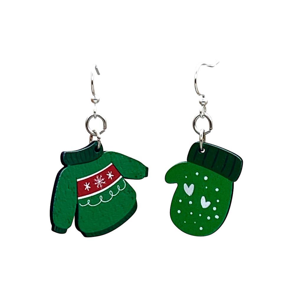 Christmas Sweater and Mittens Earrings #T063 | Red Sunflower
