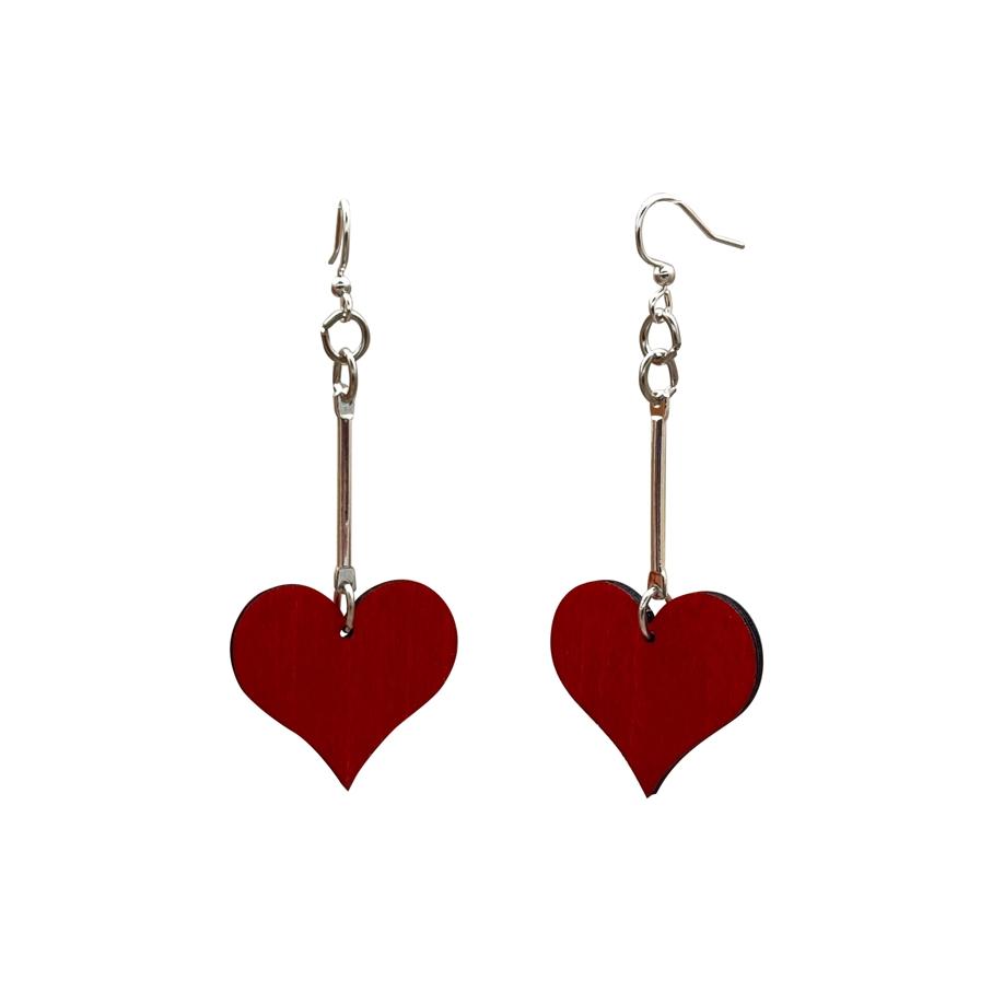 Simple Dangle Heart Earrings #T076 | Red Sunflower