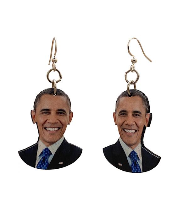 Barack Obama Earrings #T077 | Red Sunflower