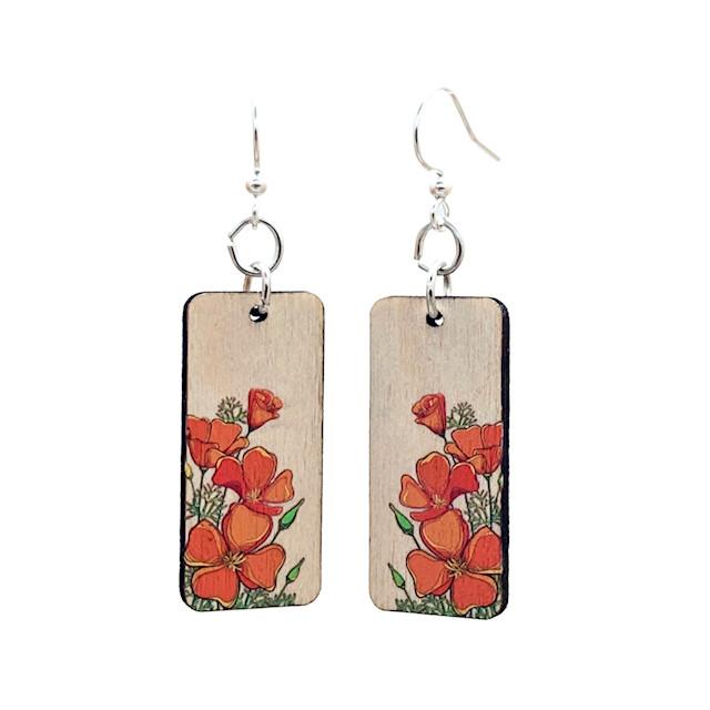 California Poppy Earrings #T082 | Red Sunflower