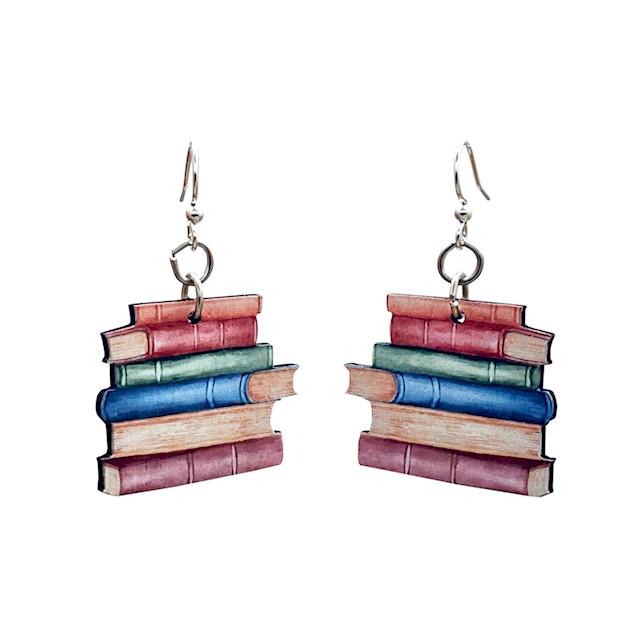 Book Earrings #T090 | Red Sunflower