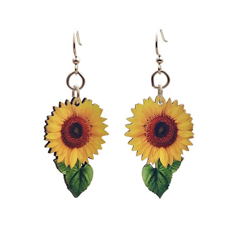 Vibrant Sunflower Earrings #1688 | Red Sunflower