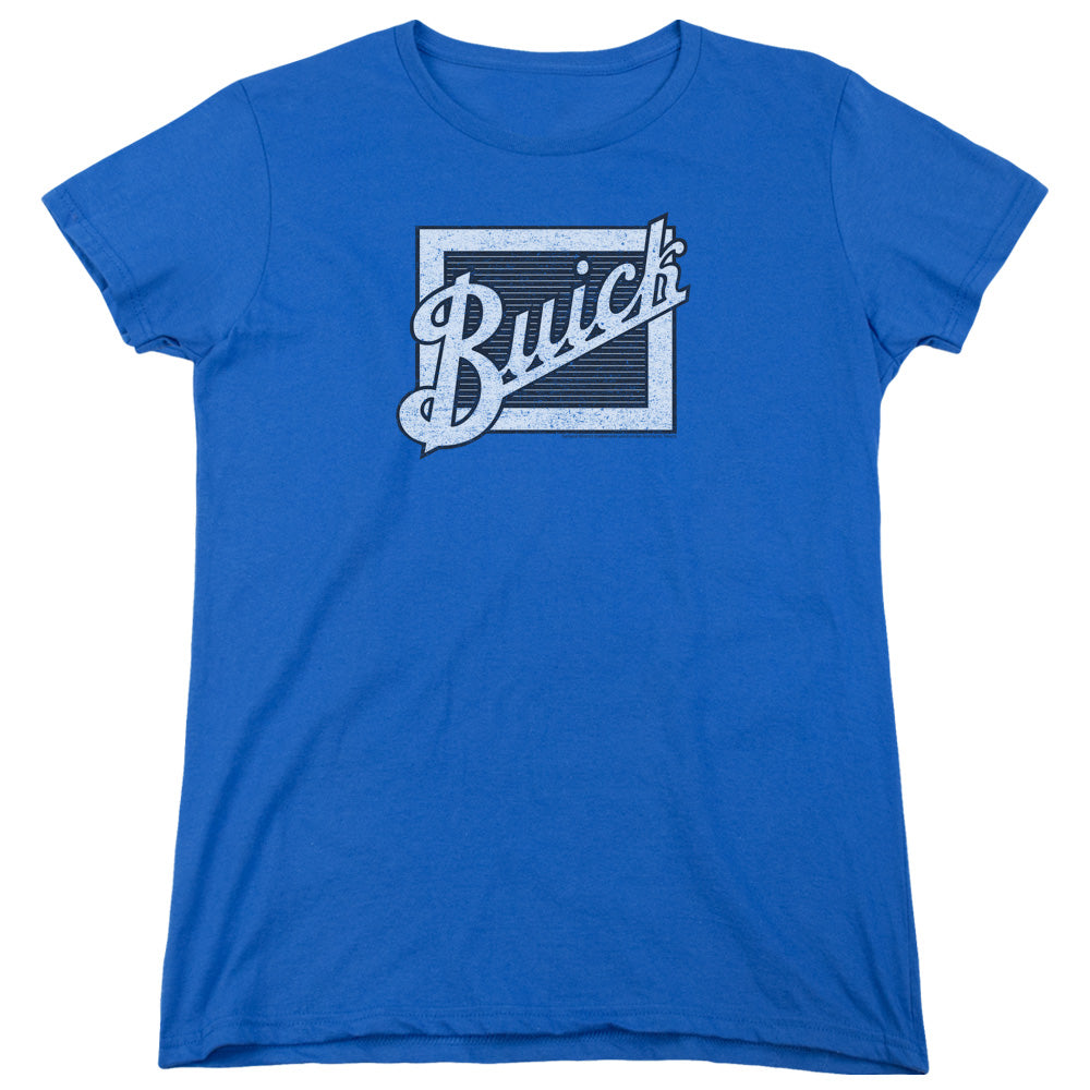 Trevco BUK101-WT-3 Buick Distressed Emblem-S by S Womens Tee, Roya