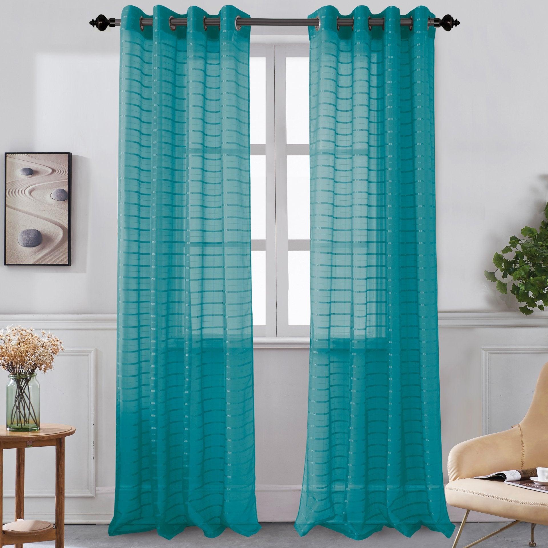 Karen - Grommet Sheer Panel - Set of Two - Assorted Colors | Azure Zeus