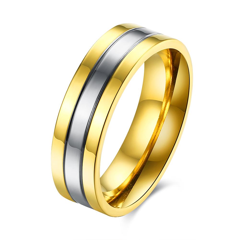 316L Stainless Steel Metallic Gold Toned Band Ring | Silver Milo