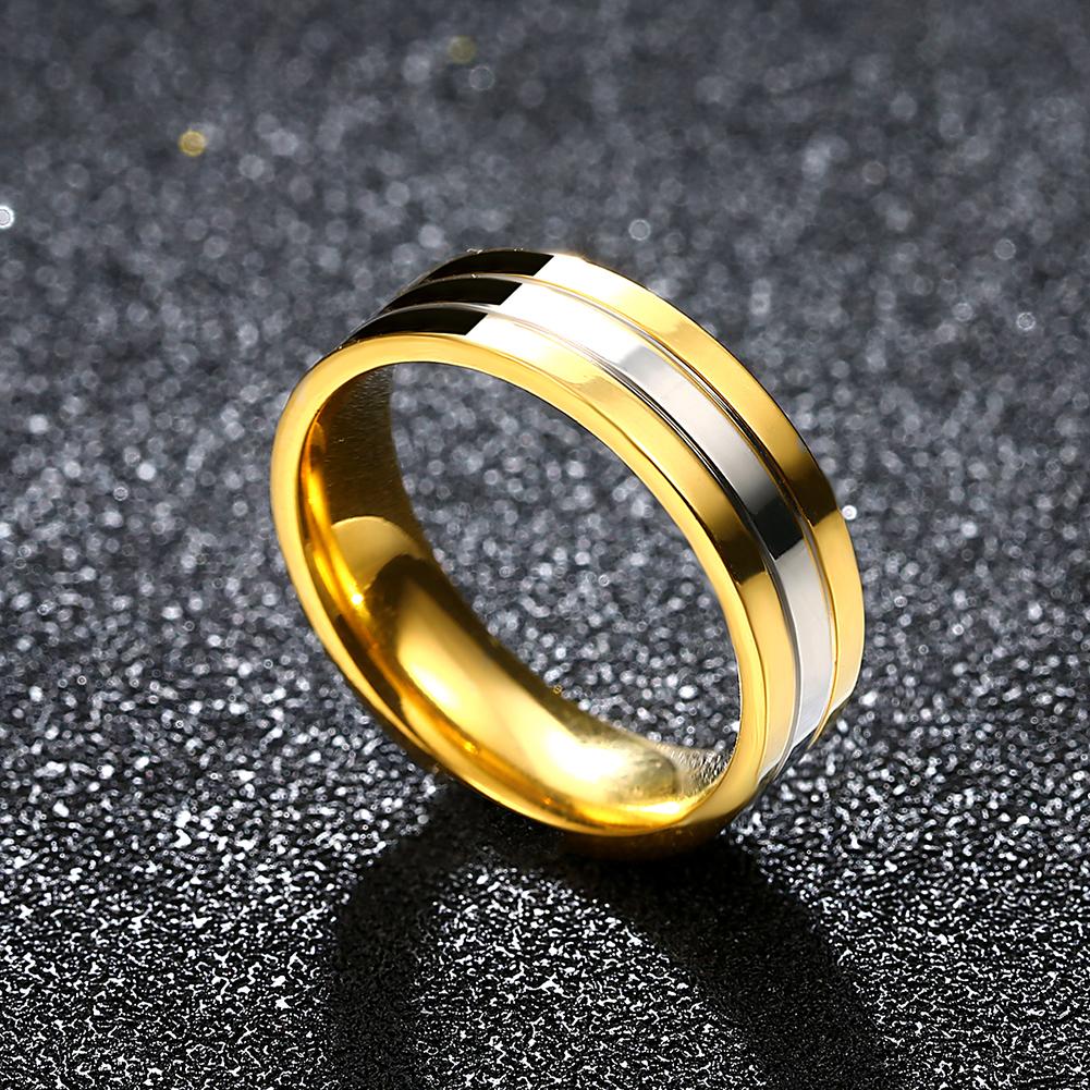 316L Stainless Steel Metallic Gold Toned Band Ring