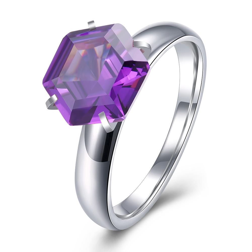 18K White Gold over Stainless Steel 1.00 Ct Purple  Crystal | Silver Milo