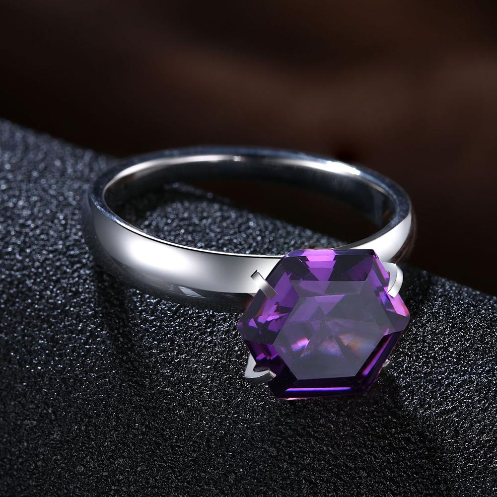 18K White Gold over Stainless Steel 1.00 Ct Purple  Crystal