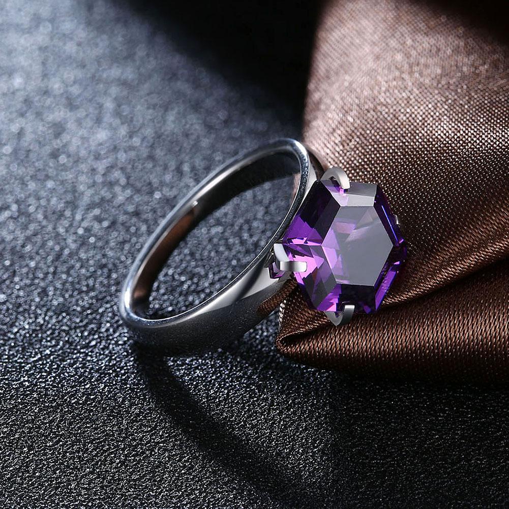 18K White Gold over Stainless Steel 1.00 Ct Purple  Crystal