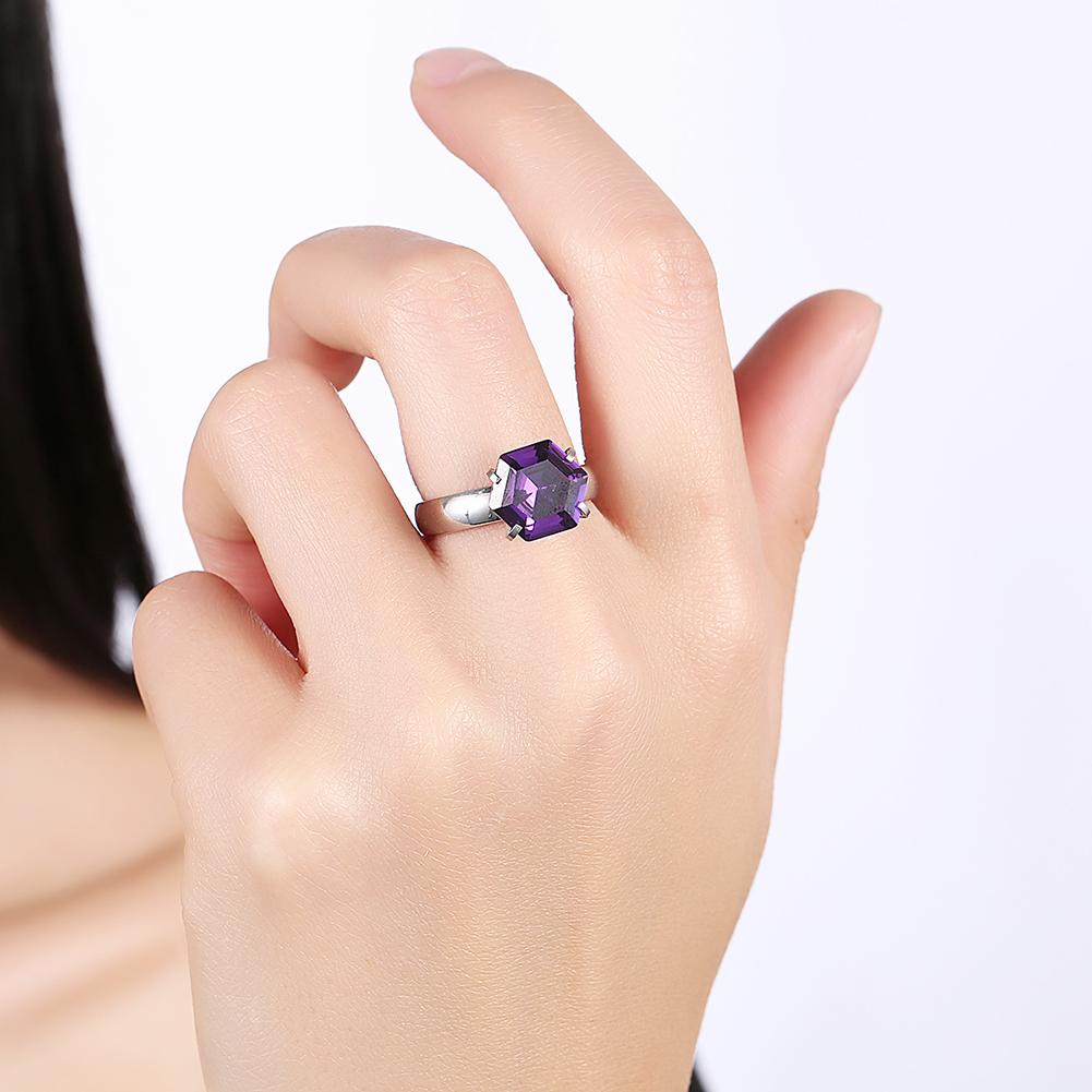 18K White Gold over Stainless Steel 1.00 Ct Purple  Crystal