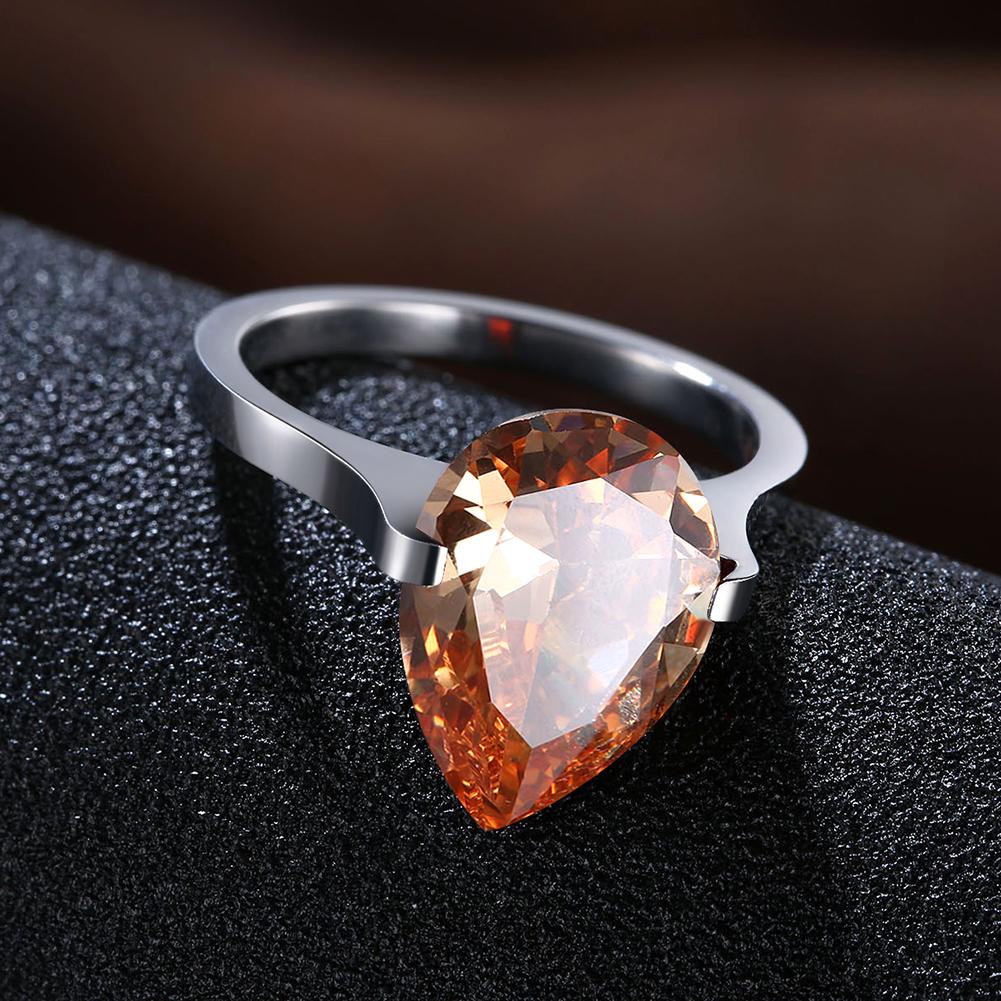 18K White Gold over Stainless Steel 1.00 Ct Orange Pear Cut  Crystal