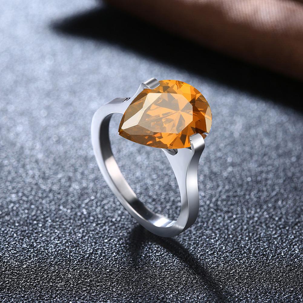 18K White Gold over Stainless Steel 1.00 Ct Orange Pear Cut  Crystal