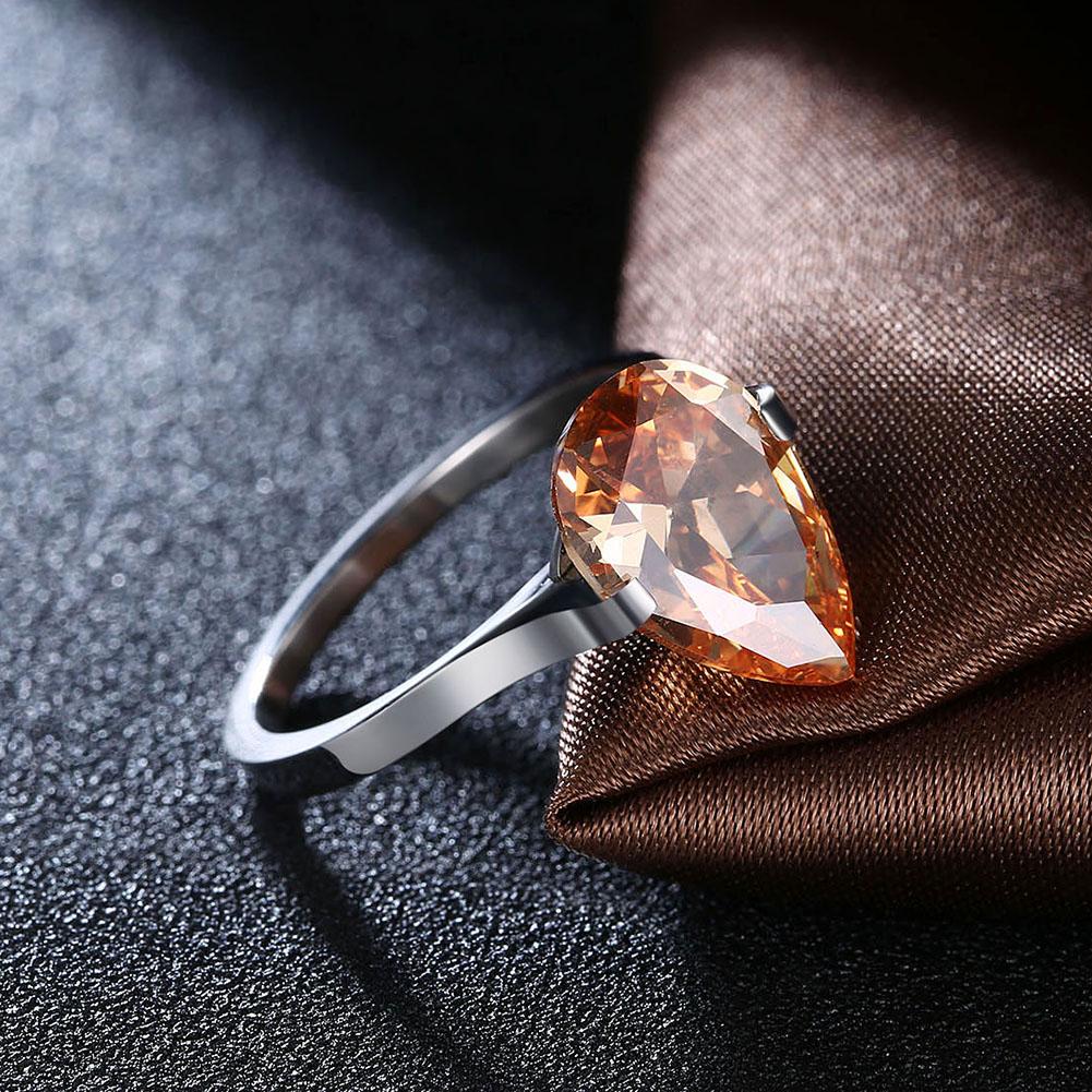 18K White Gold over Stainless Steel 1.00 Ct Orange Pear Cut  Crystal