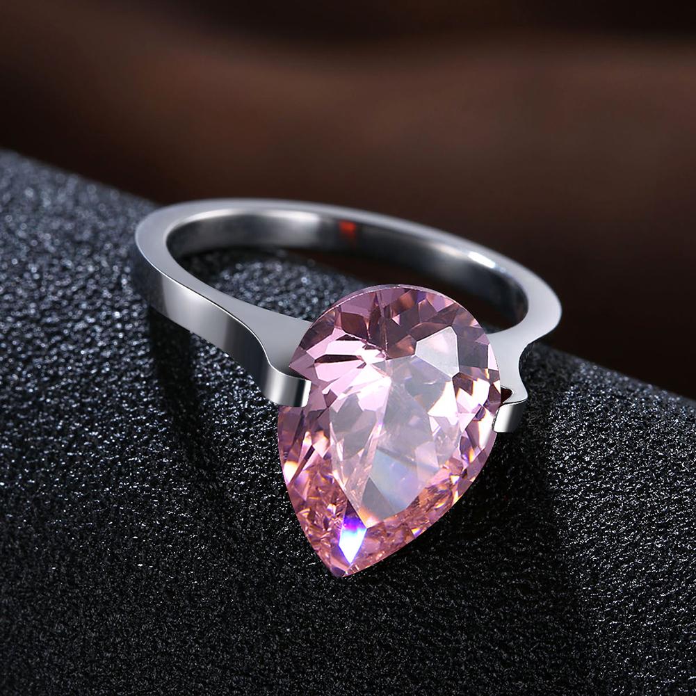 18K White Gold over Stainless Steel 1.00 Ct Pink Pear Cut  Crystal