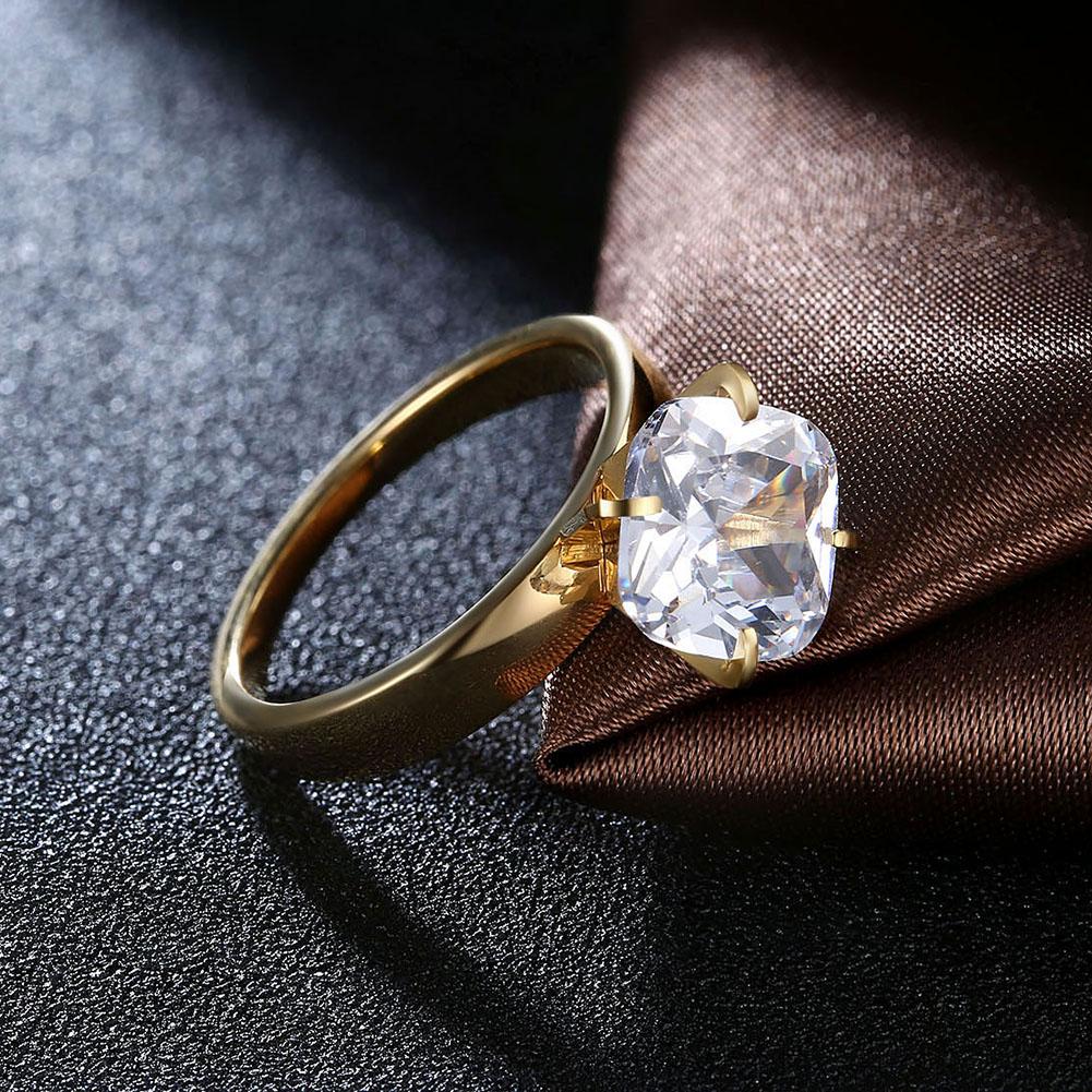 18K Gold over Stainless Steel Round Clear 1.00 Ct  Crystal Ring