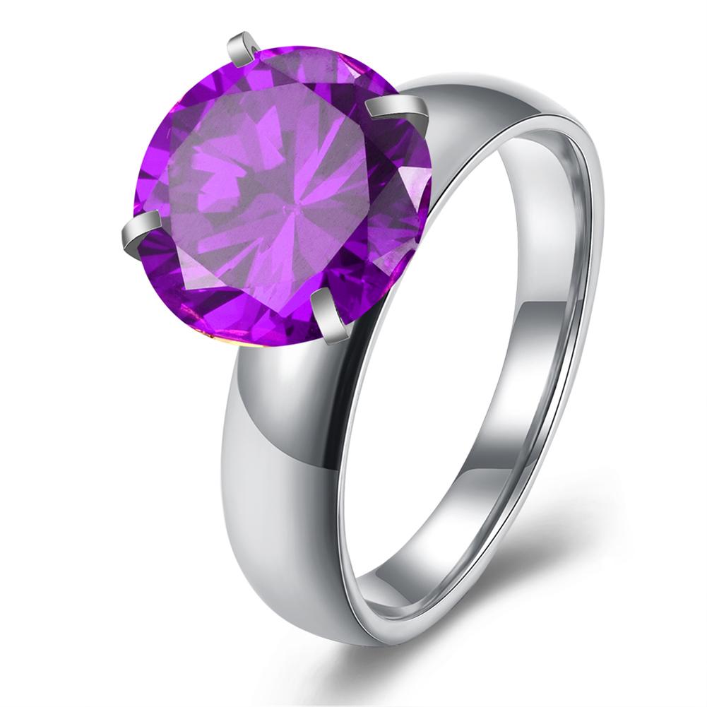 18K White Gold over Stainless Steel Classic Purple 1.00 Ct  Crystal | Silver Milo