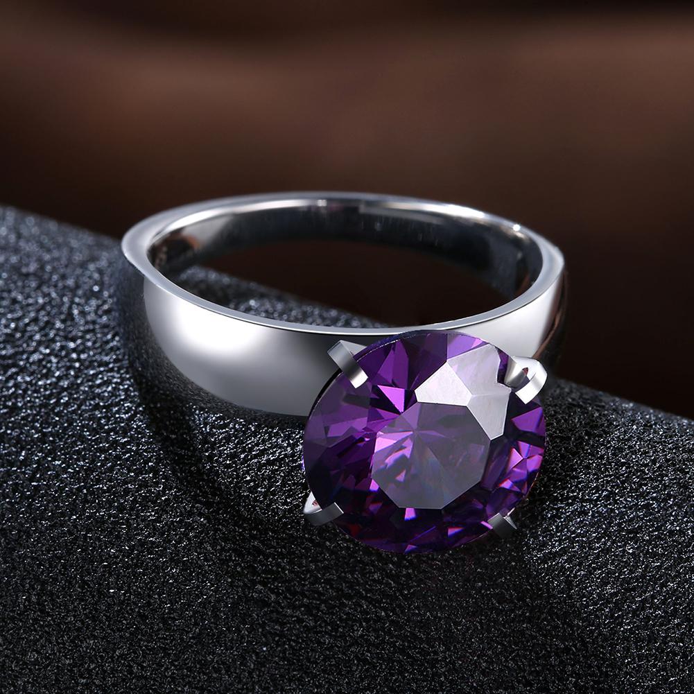 18K White Gold over Stainless Steel Classic Purple 1.00 Ct  Crystal