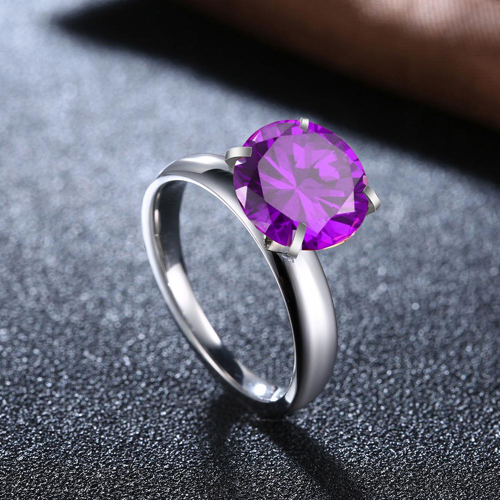 18K White Gold over Stainless Steel Classic Purple 1.00 Ct  Crystal