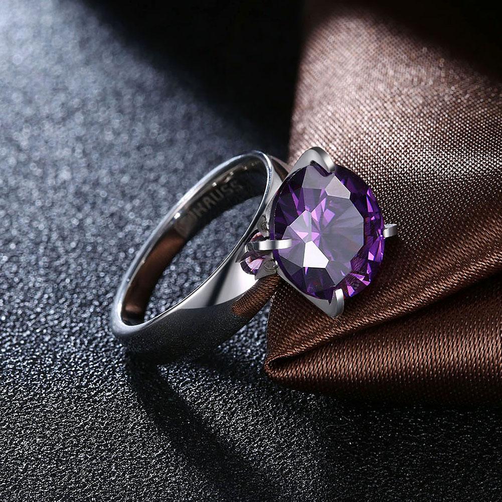 18K White Gold over Stainless Steel Classic Purple 1.00 Ct  Crystal