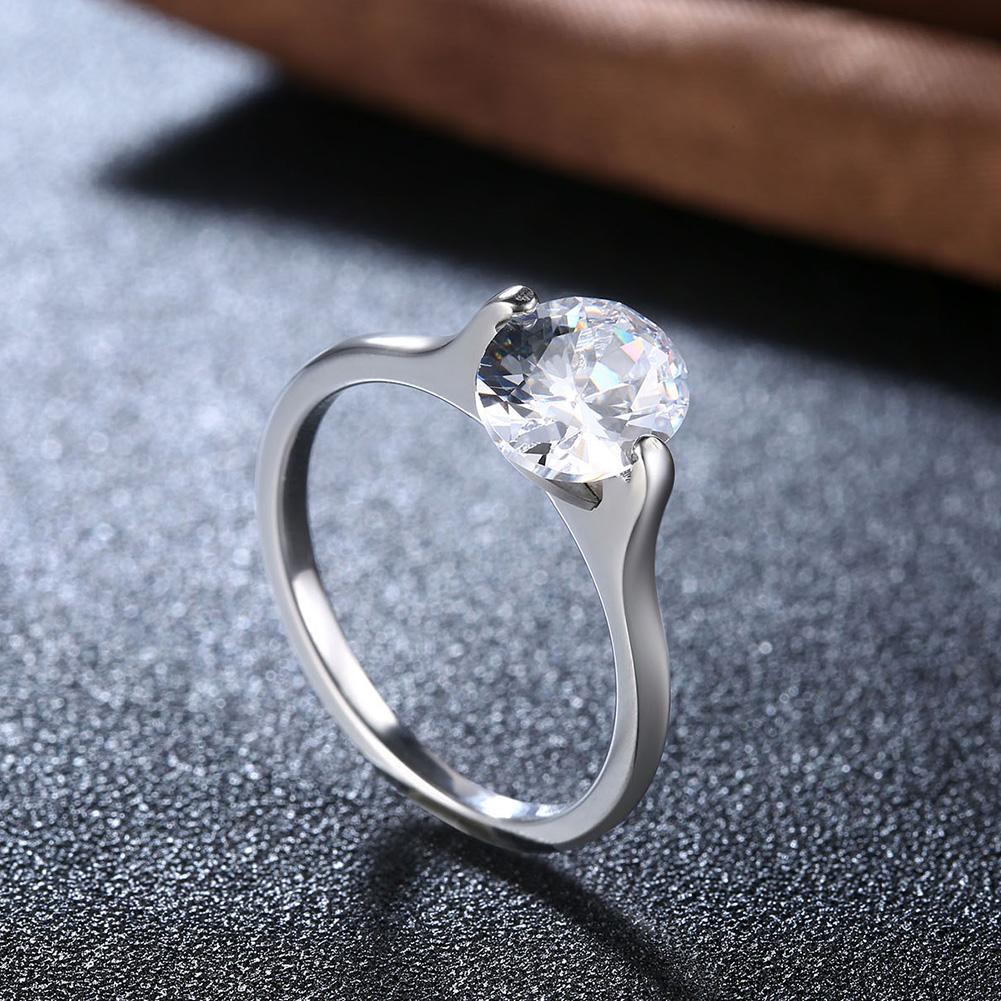 18K White Gold over Stainless Steel Clear Oval 1.00 Ct  Crystal Ring