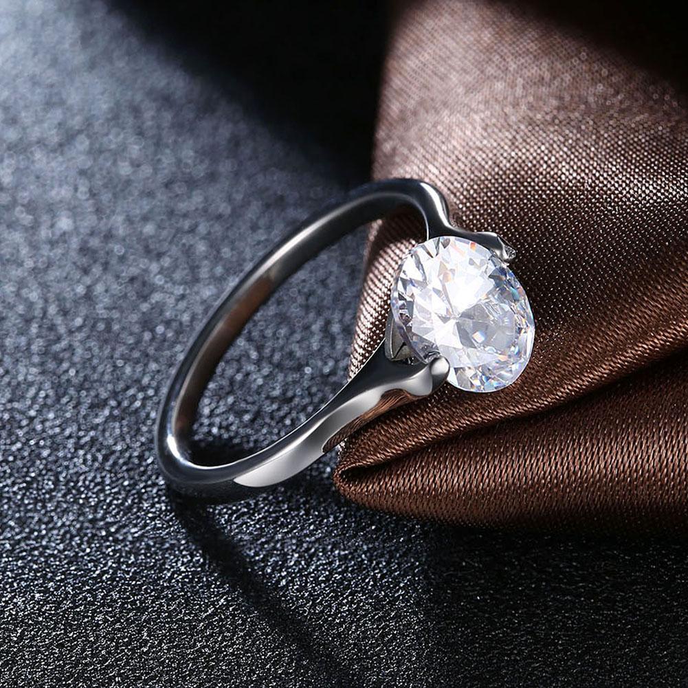 18K White Gold over Stainless Steel Clear Oval 1.00 Ct  Crystal Ring