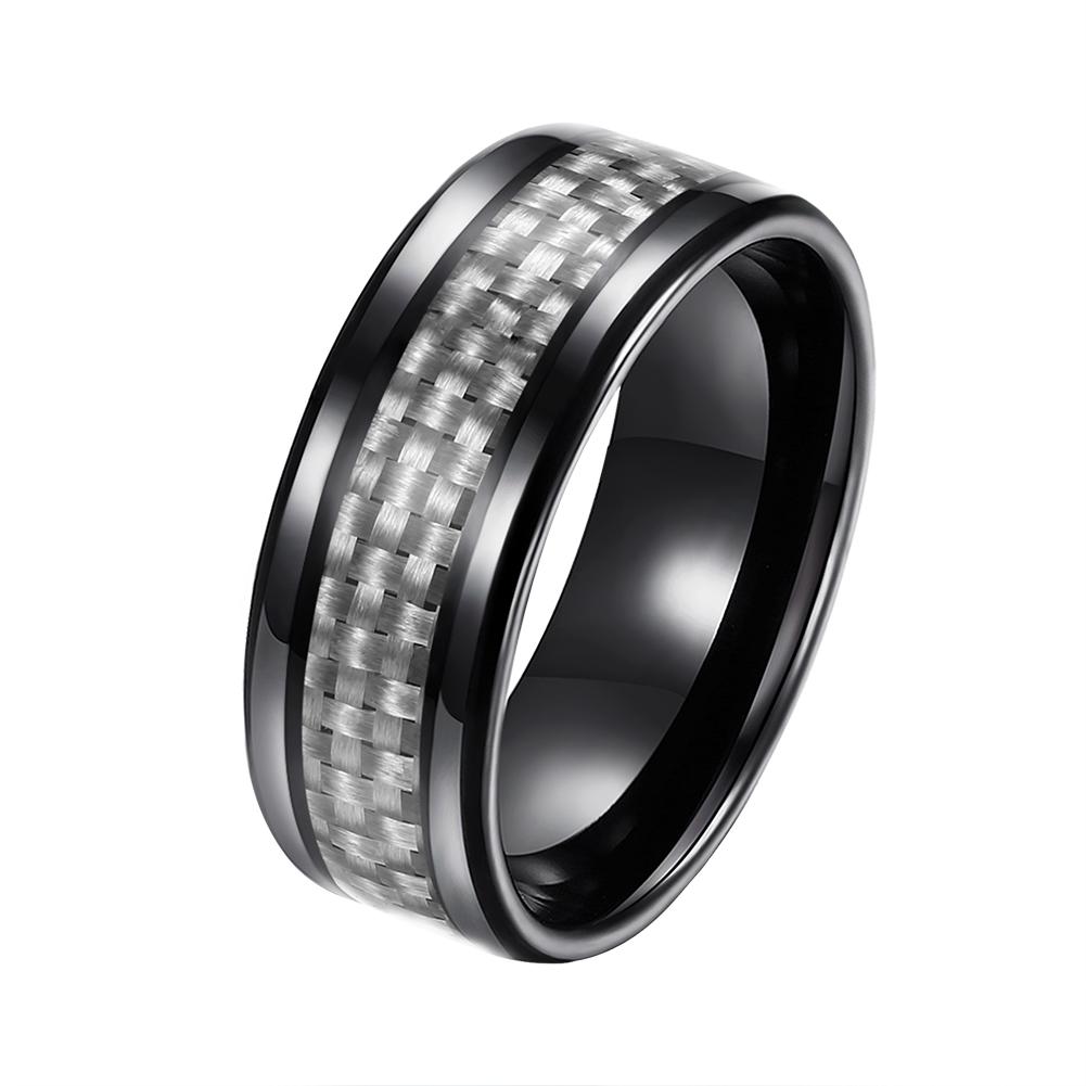 316L Stainless Steel Silver Brick Design Black Plating Ring | Silver Milo