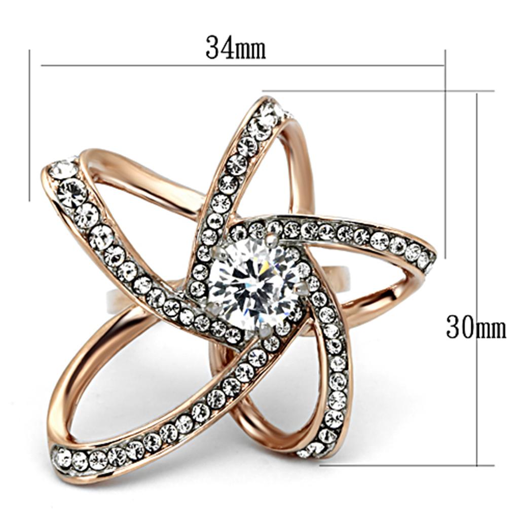 Women Stainless Steel Cubic Zirconia Rings TK1170