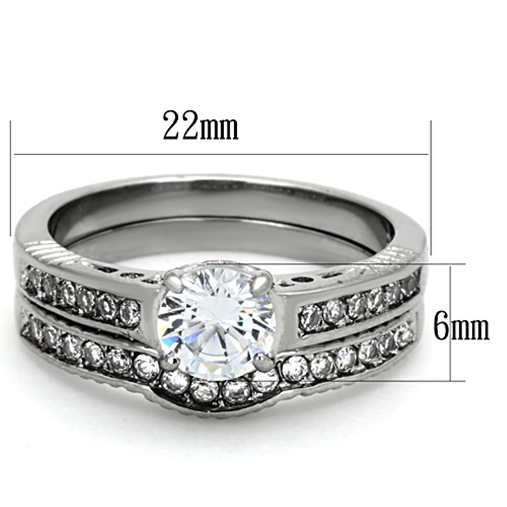 Women Stainless Steel Cubic Zirconia Rings TK1231