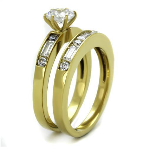 Women Stainless Steel Cubic Zirconia Rings TK1897