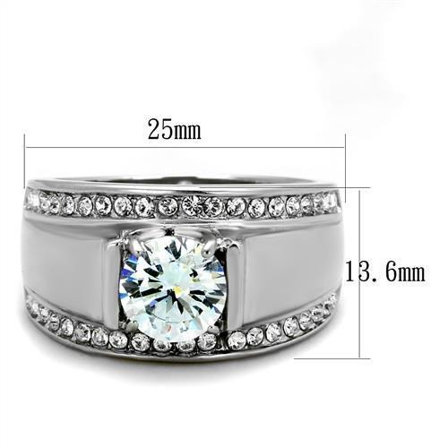 TK2054 - High polished (no plating) Stainless Steel Ring with AAA