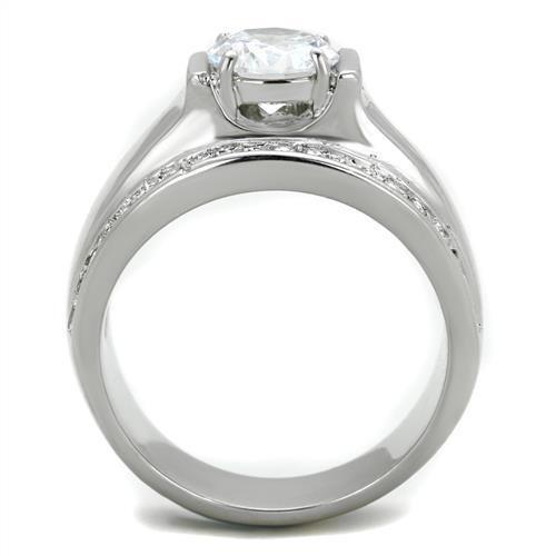 TK2054 - High polished (no plating) Stainless Steel Ring with AAA