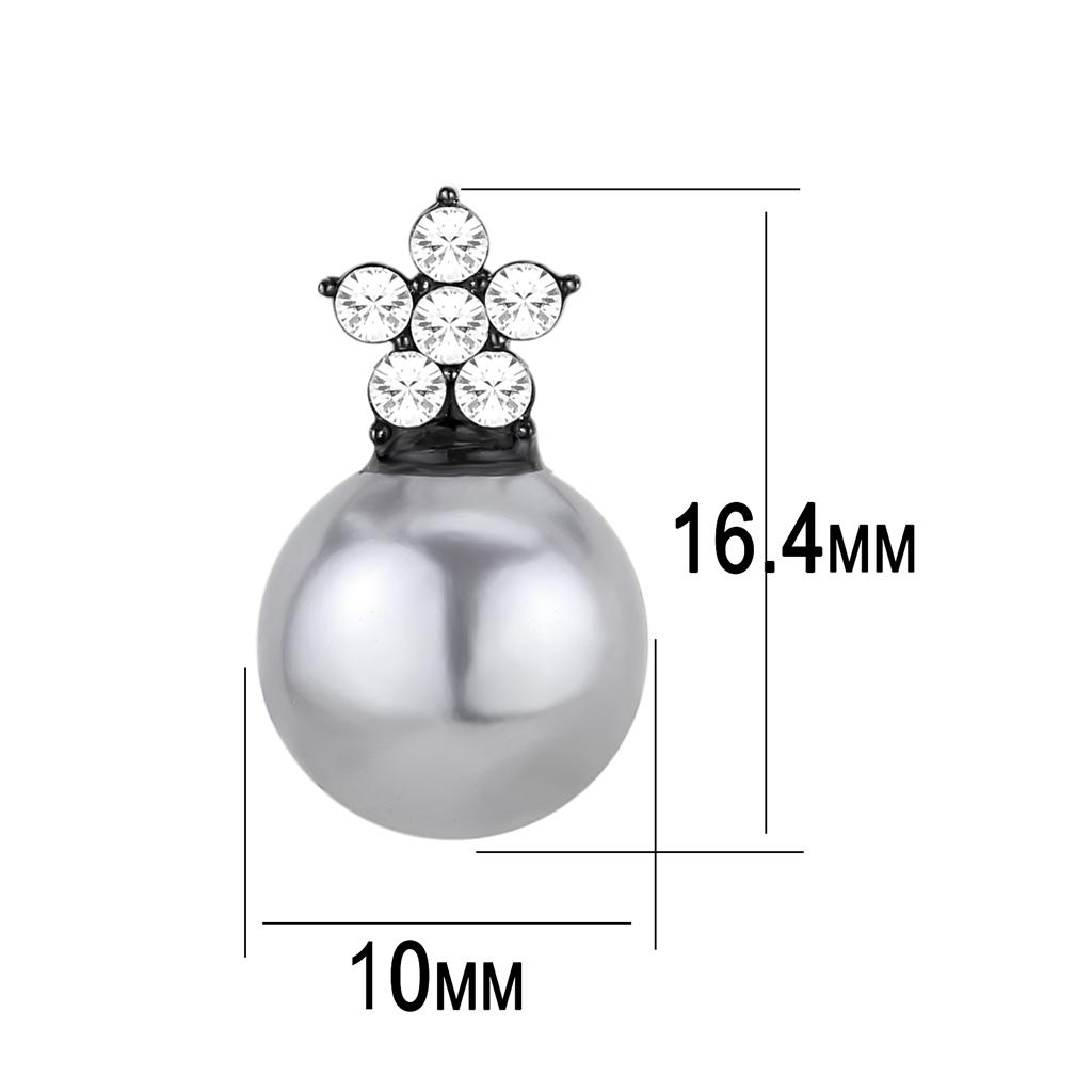 TK3482 - IP Black(Ion Plating) Stainless Steel Earrings with Synthetic