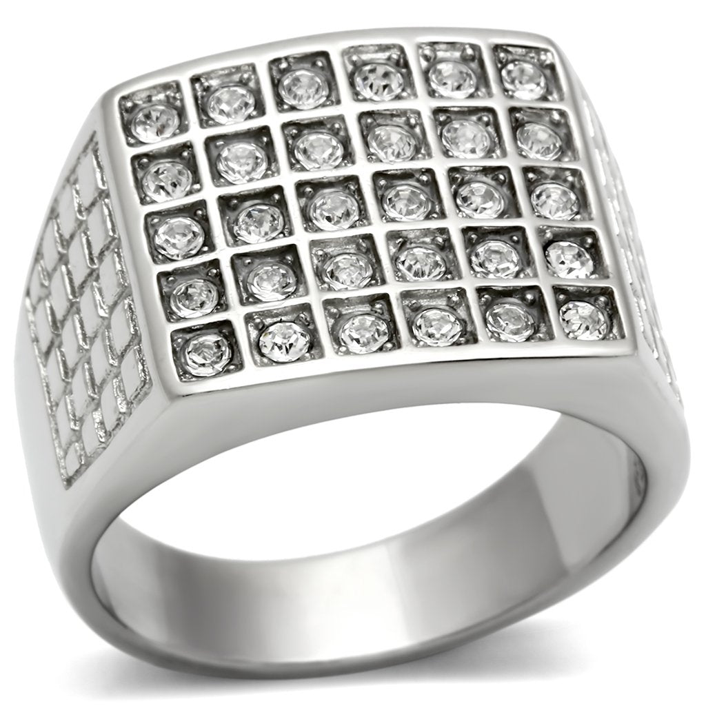 Men Stainless Steel Synthetic Crystal Rings TK358 | Lavender Birch