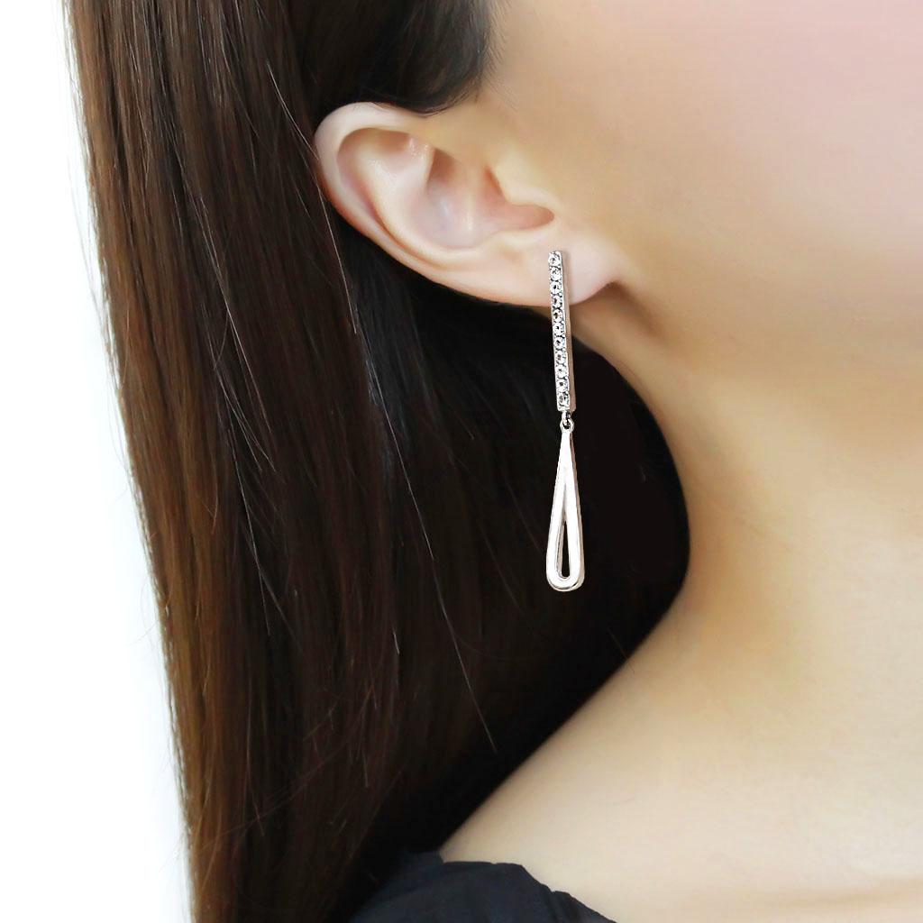 TK3678 - High polished (no plating) Stainless Steel Earrings with AAA