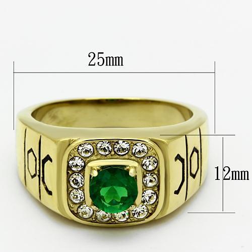 Men Stainless Steel Synthetic Glass Rings TK764