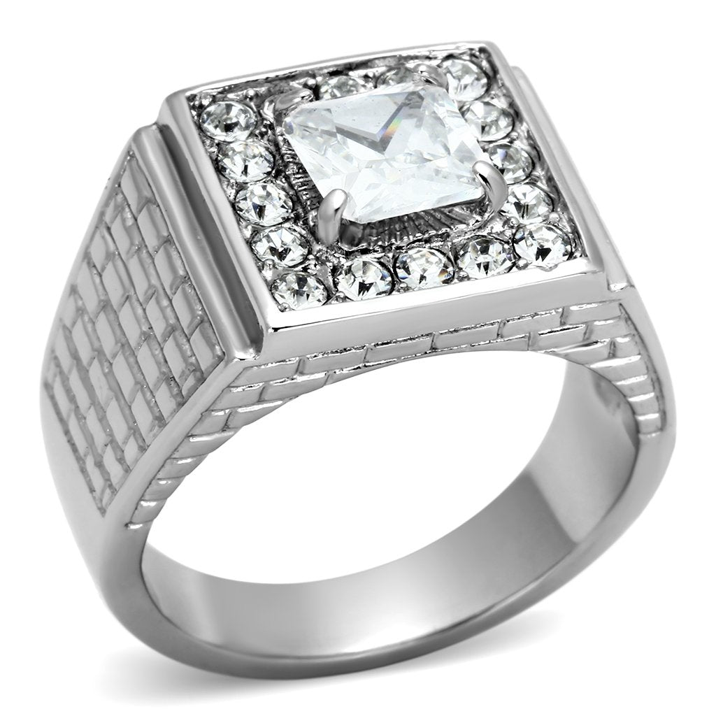 Men Stainless Steel Cubic Zirconia Rings TK955 | Lavender Birch