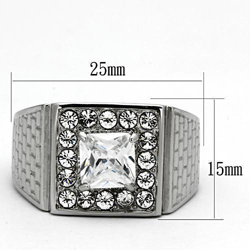 Men Stainless Steel Cubic Zirconia Rings TK955