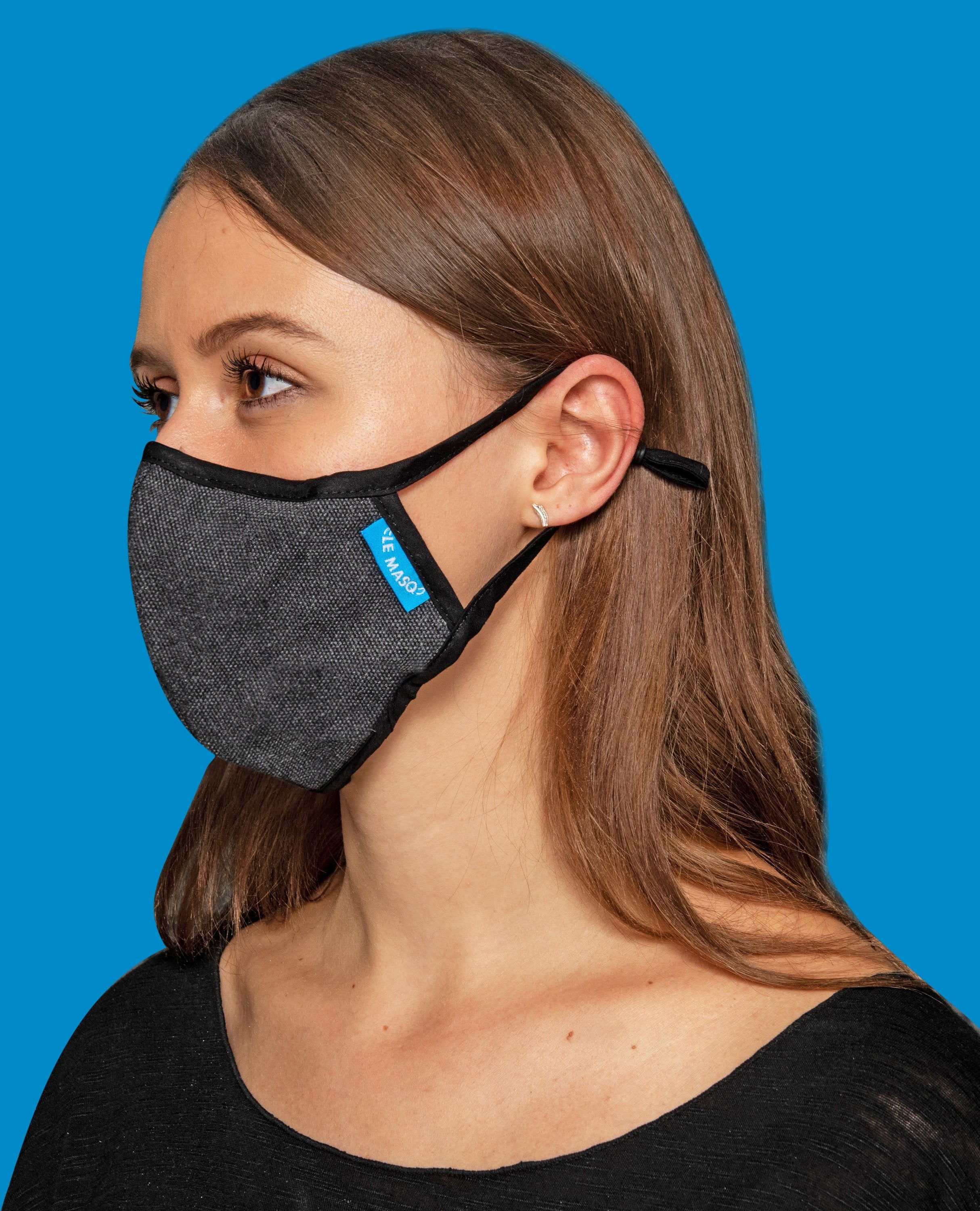 Dark Blue Canvas Mask | Mint Green Clymene