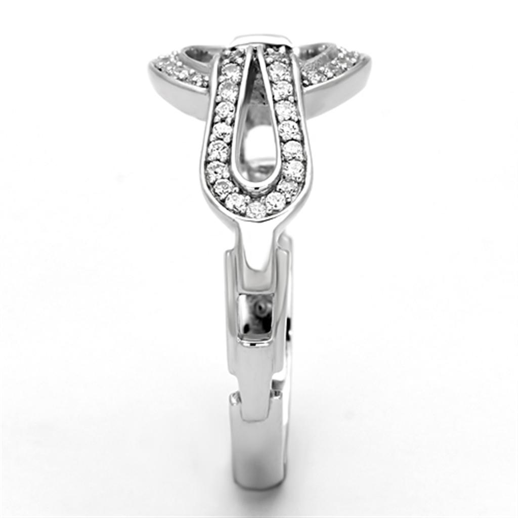 TS105 - Rhodium 925 Sterling Silver Ring with AAA Grade CZ  in Clear