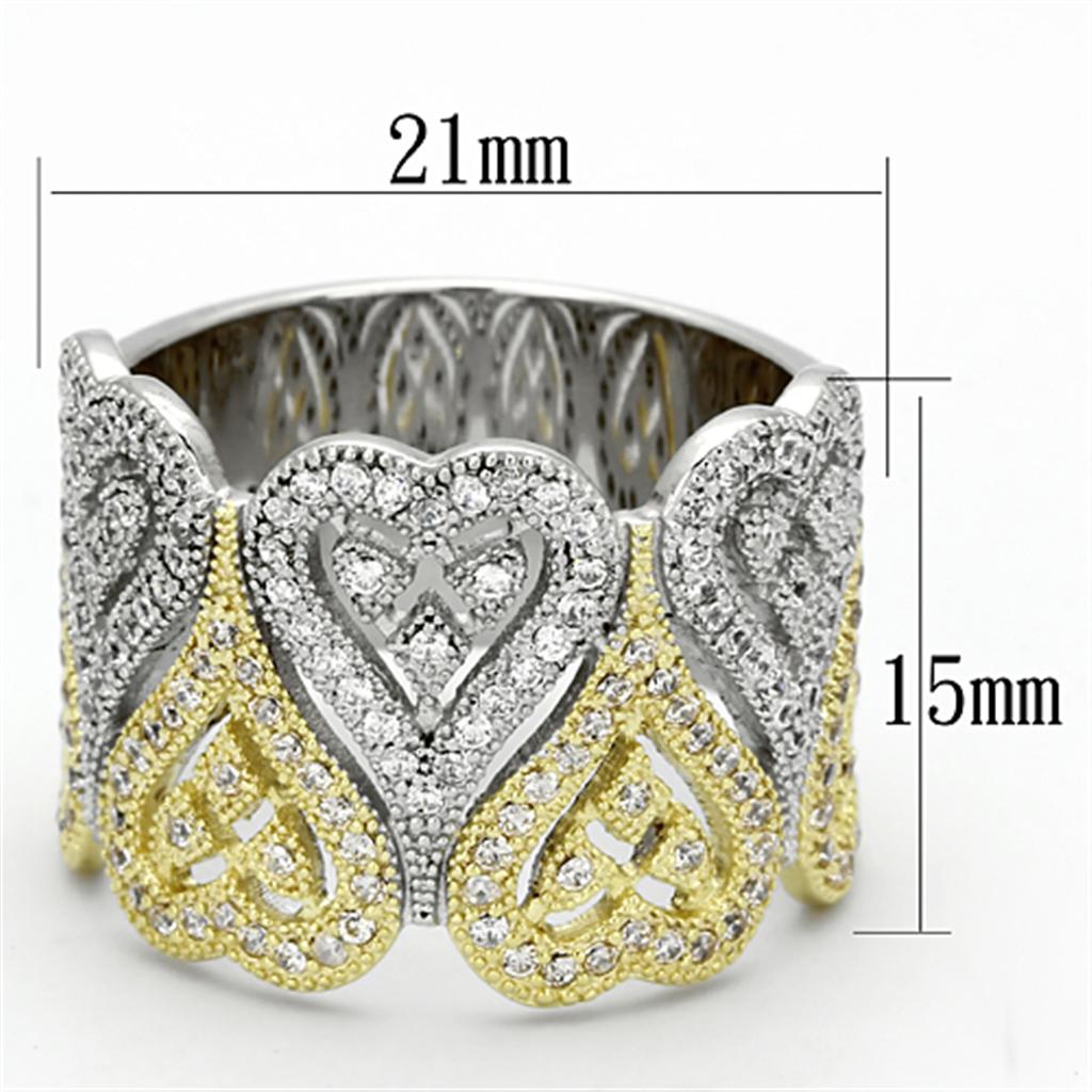 TS126 - Gold+Rhodium 925 Sterling Silver Ring with AAA Grade CZ in