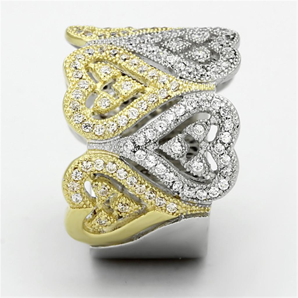 TS126 - Gold+Rhodium 925 Sterling Silver Ring with AAA Grade CZ in