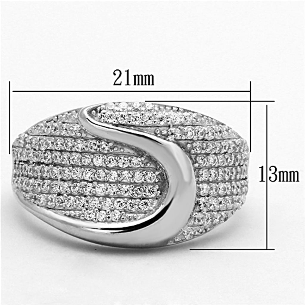 TS148 - Rhodium 925 Sterling Silver Ring with AAA Grade CZ in Clear