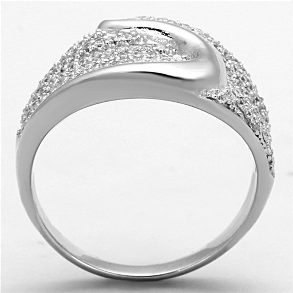 TS148 - Rhodium 925 Sterling Silver Ring with AAA Grade CZ in Clear