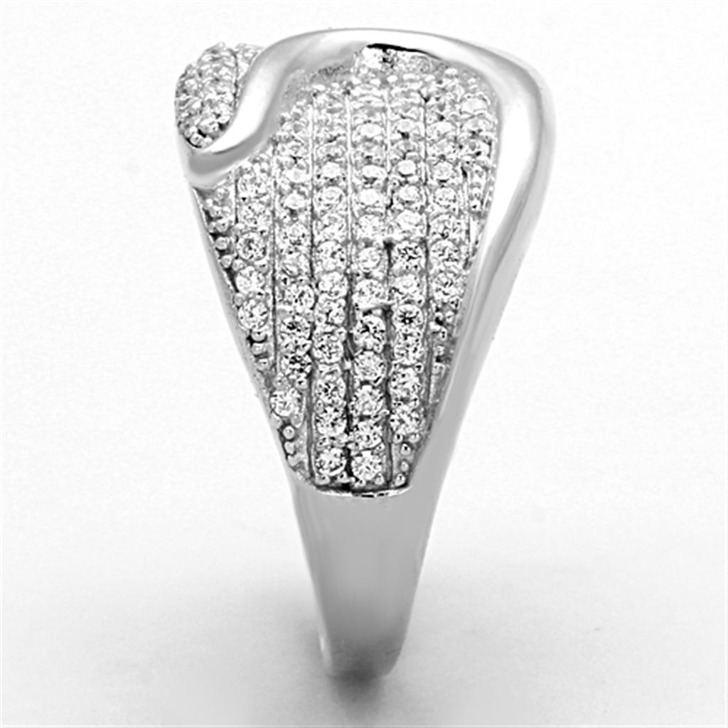 TS148 - Rhodium 925 Sterling Silver Ring with AAA Grade CZ in Clear