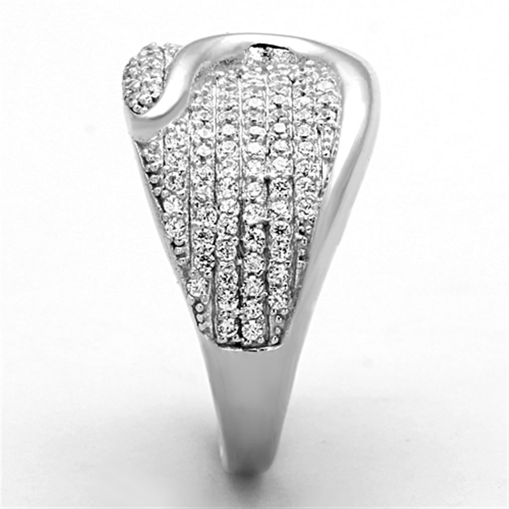 TS148 - Rhodium 925 Sterling Silver Ring with AAA Grade CZ in Clear