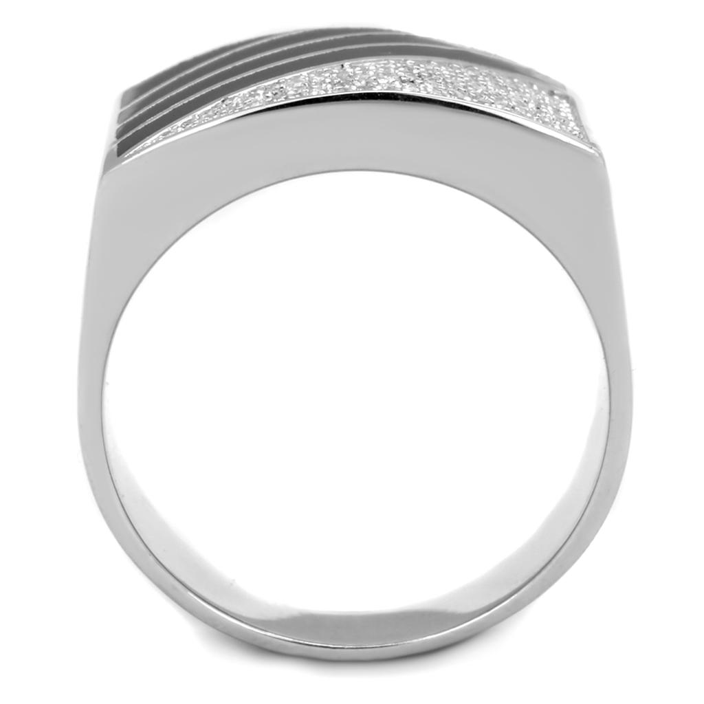 TS227 - Rhodium 925 Sterling Silver Ring with AAA Grade CZ in Clear