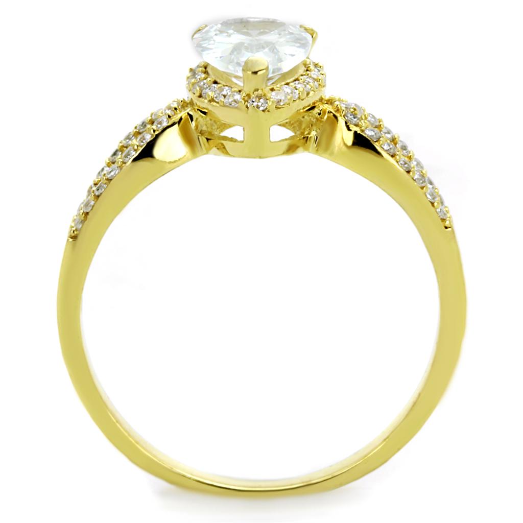 TS248 - Gold 925 Sterling Silver Ring with AAA Grade CZ in Clear